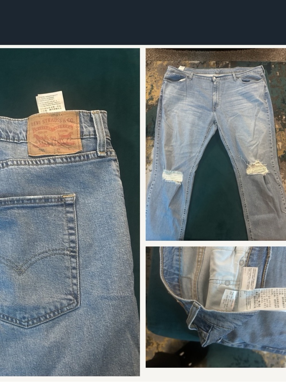 Levi's 511 Men's Distressed Jeans in Blue Waist 50 x 32